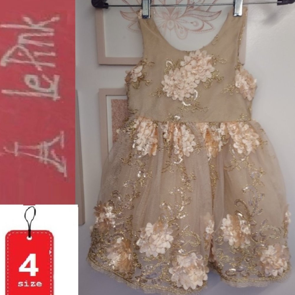 Le Pink Formal Dress, Size 4, Layers, Tulle, Lace, Embellishments